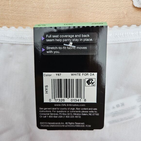 3 Bali Skimp Skamp Brief Panty XL 8 Full Coverage Nylon Panties NWT 2633 - Picture 3 of 4